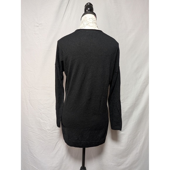 Trouve Women's Black V-Neck High‎ Low Sweater Cashmere Blend Side Slits Size XS - Picture 4 of 7